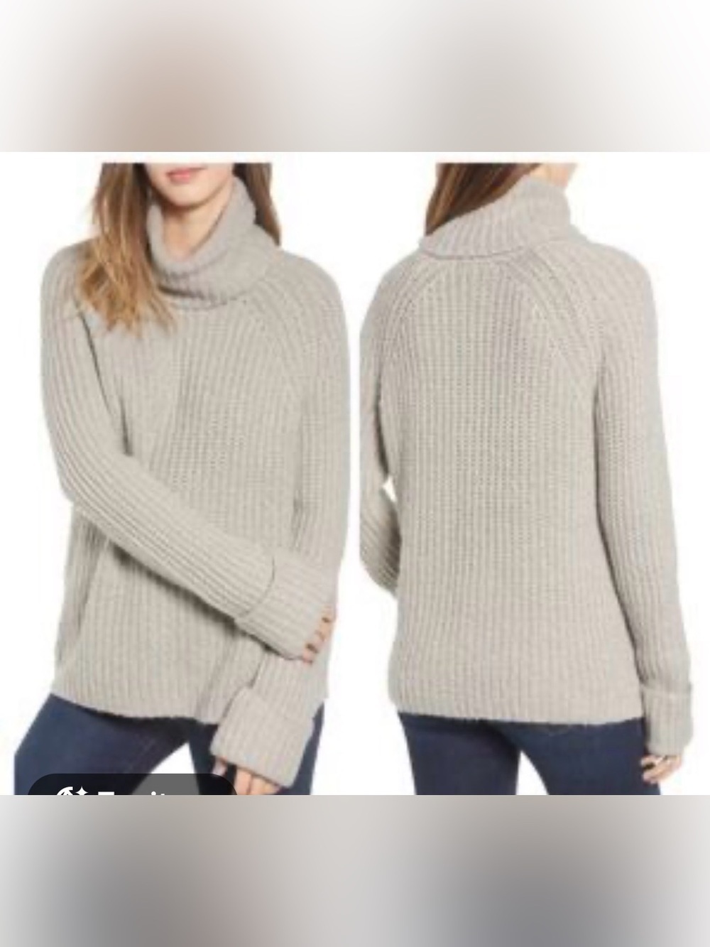 BP. Ivory Lofty Oversized Mockneck Sweater Split Flare Sleeve XL